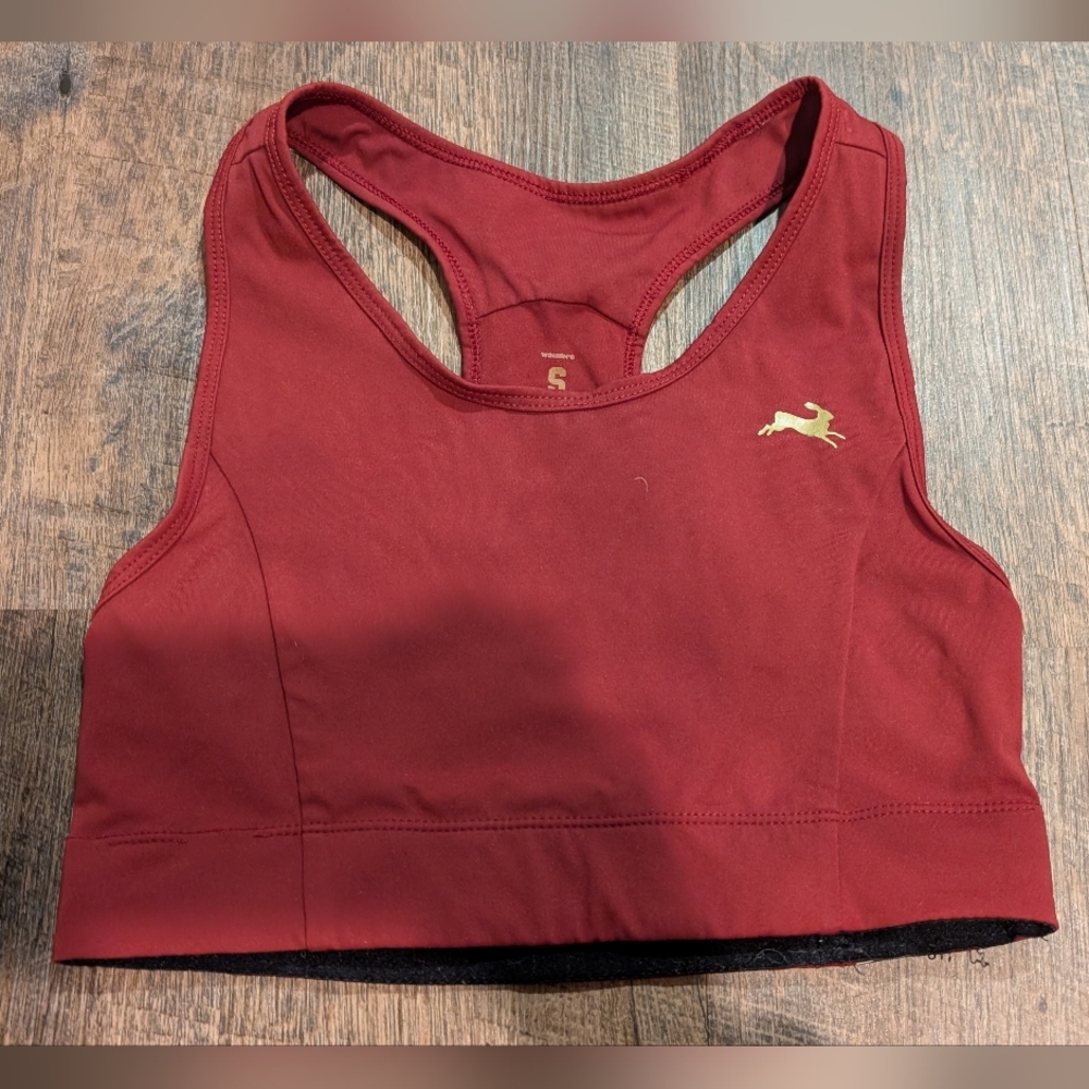 Tracksmith Allston Bra Women's Size Small Maroon Front Pocket